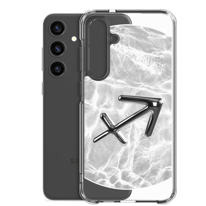 Zodiac Sagittarius Samsung Phone Case with Ripple Marble design, showcasing bold archer symbol stylishly.