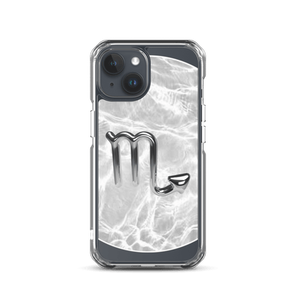 Zodiac Scorpio MagSafe iPhone case with metallic design on marble-inspired background.