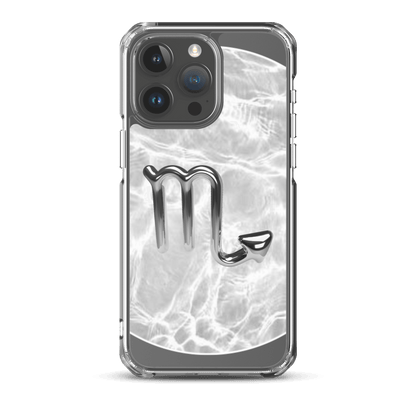 Zodiac Scorpio Magsafe clear iPhone case with marble metallic design, showcasing cosmic style and protection.