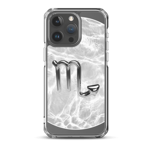 Zodiac Scorpio Magsafe clear iPhone case with marble metallic design, showcasing cosmic style and protection.