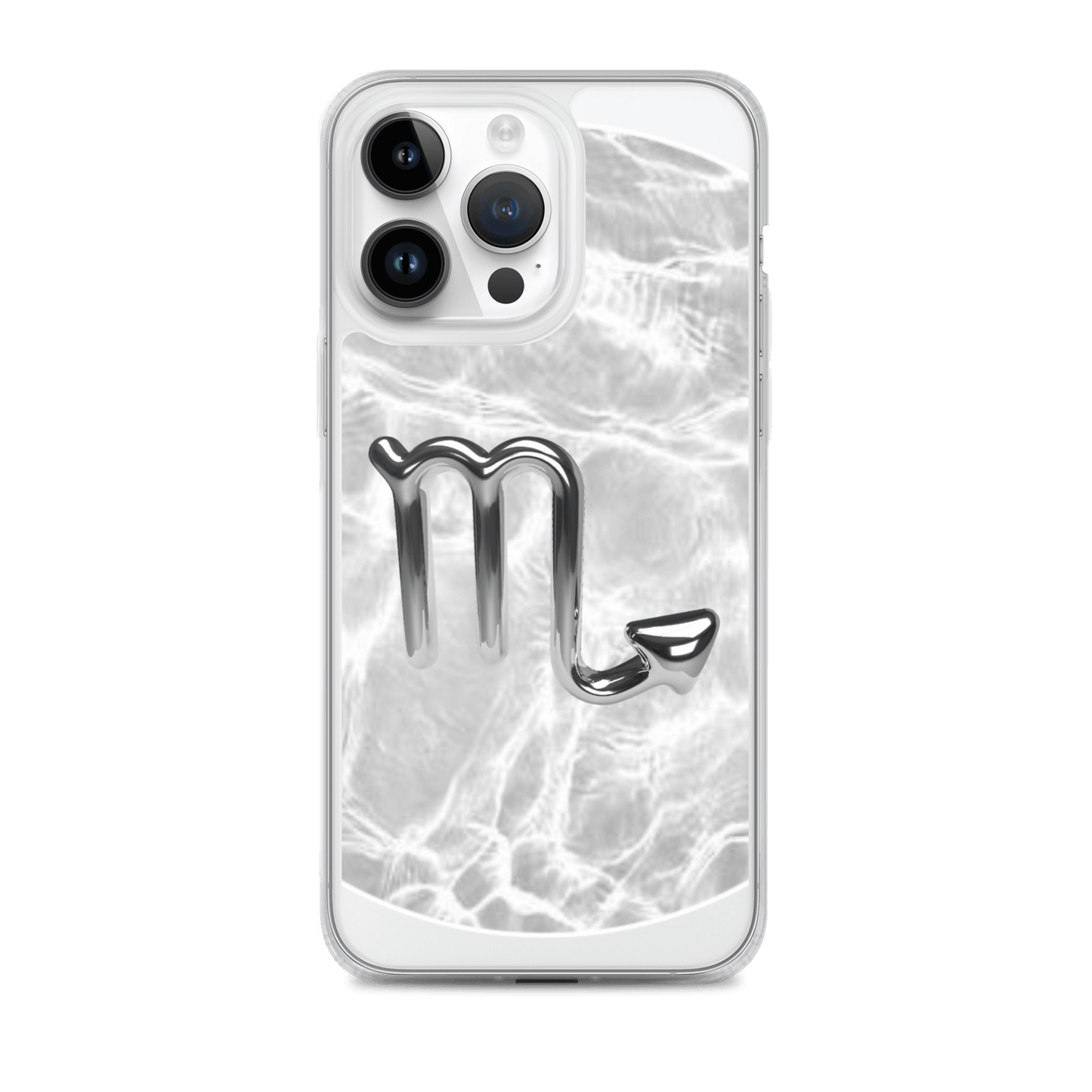 Zodiac Scorpio Magsafe clear iPhone case with marble metallic design, showcasing sleek style and cosmic vibes.