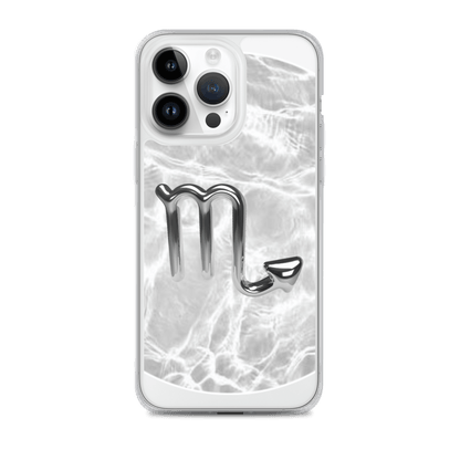 Zodiac Scorpio Magsafe clear iPhone case with marble metallic design, showcasing sleek style and cosmic vibes.