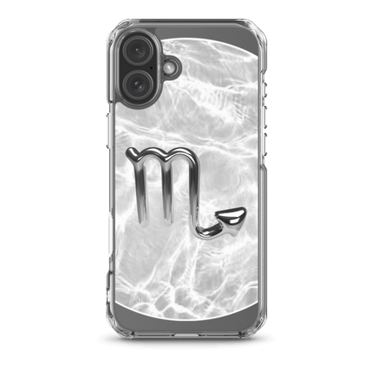 Zodiac Scorpio Magsafe iPhone case with marble metallic design, featuring sleek clear protection and stylish aesthetics.