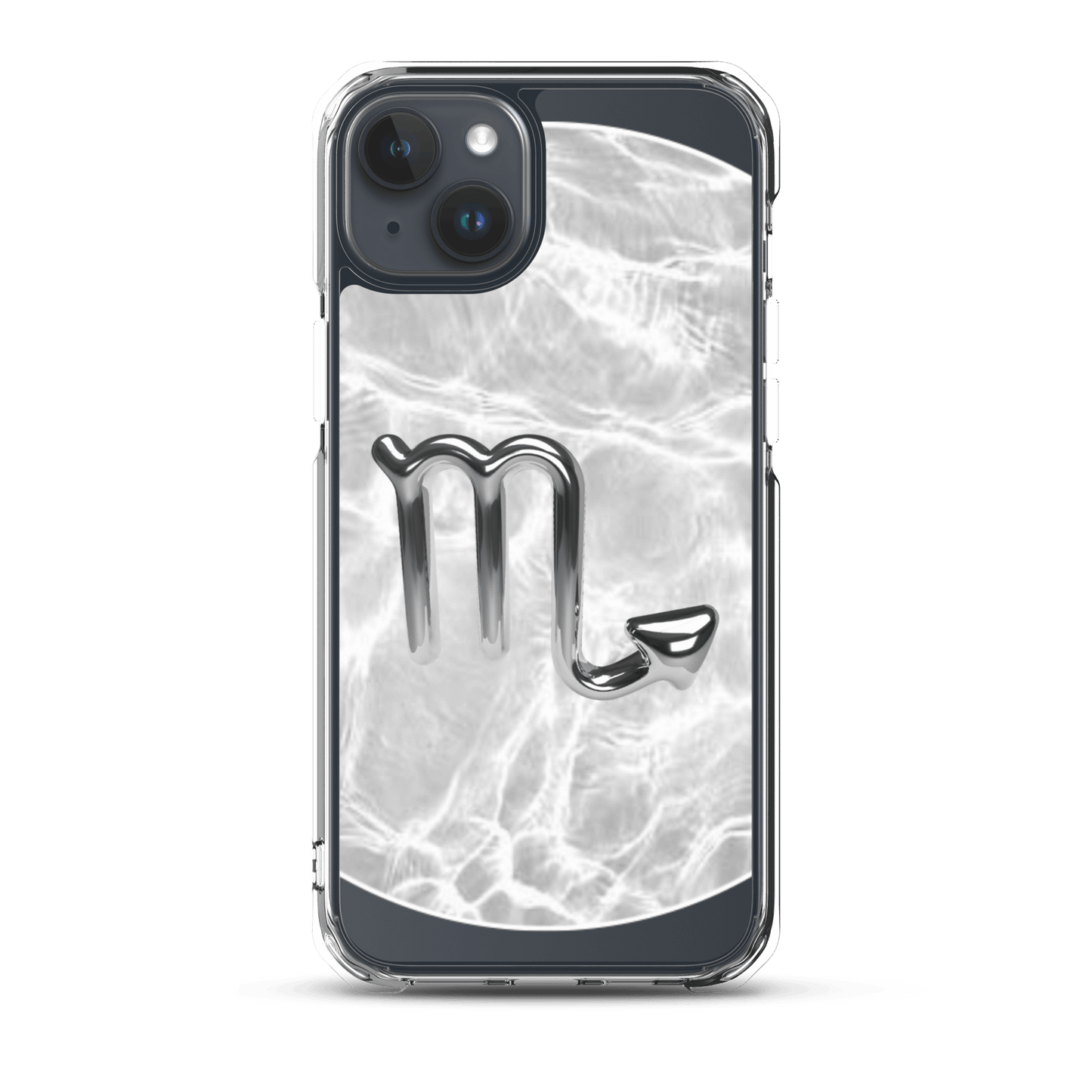 Zodiac Scorpio Magsafe clear iPhone case with marble metallic design, stylish and protective.