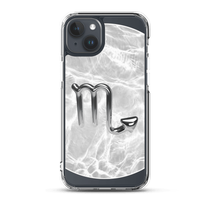 Zodiac Scorpio Magsafe clear iPhone case with marble metallic design, stylish and protective.