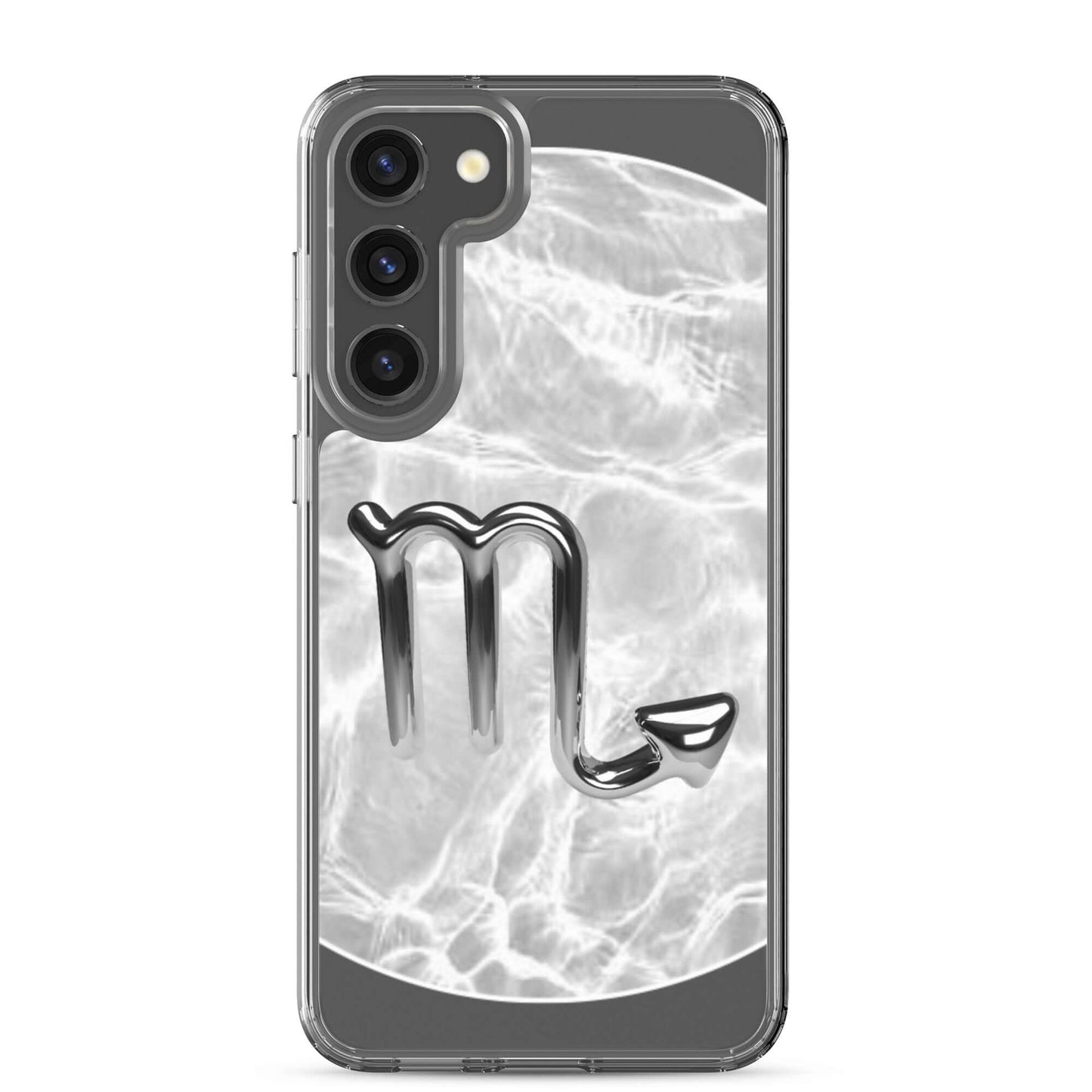 Zodiac Scorpio Samsung Phone Case featuring ripple marble design with sleek protection and scorpion symbol.