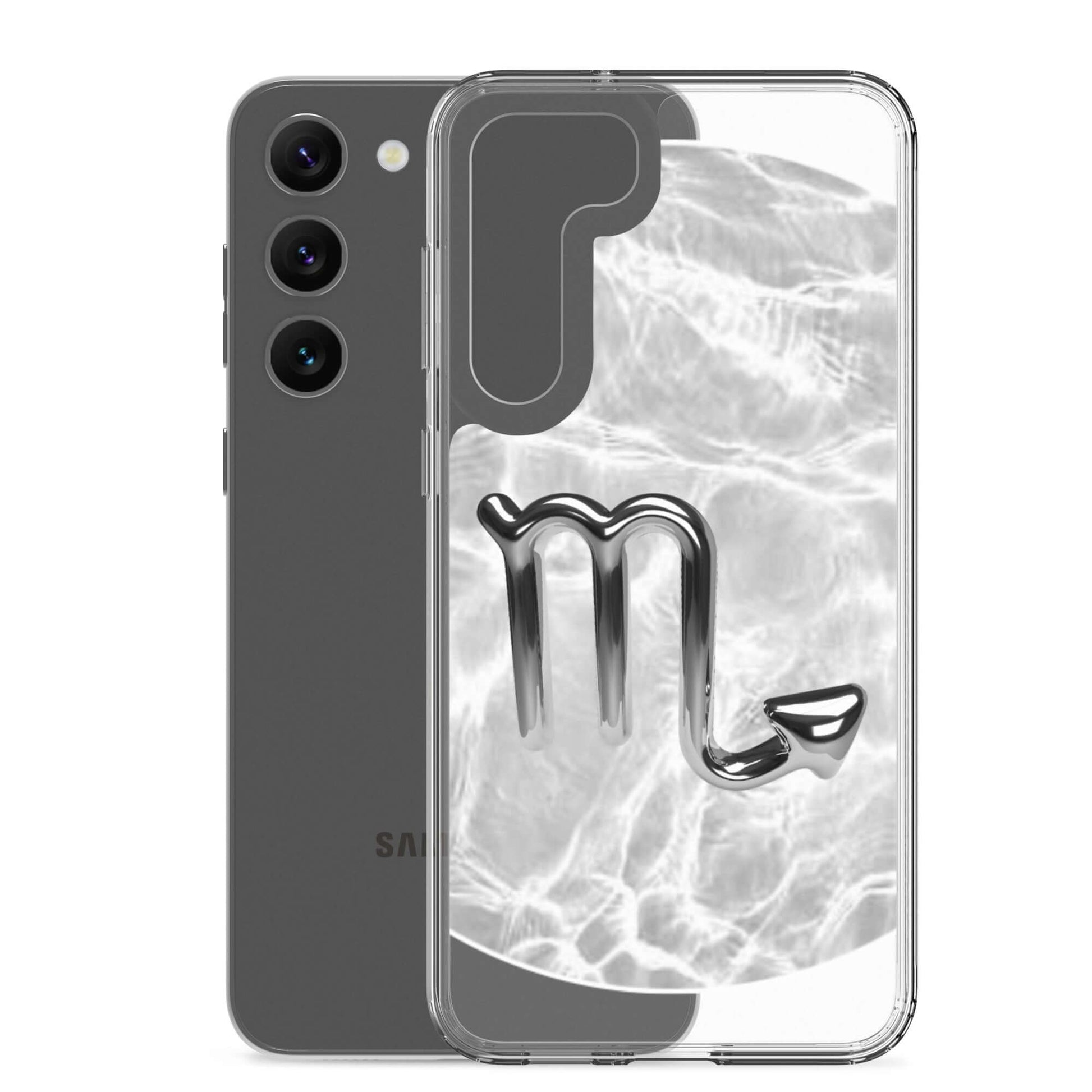 Zodiac Scorpio Samsung Phone Case with Ripple Marble design, showcasing a sleek polycarbonate finish.