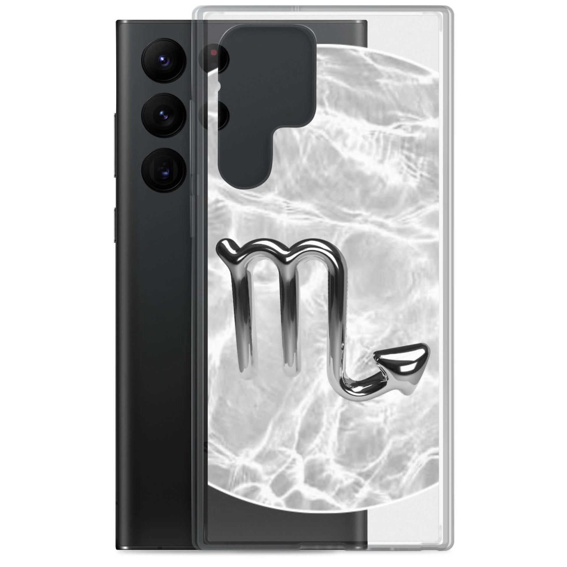 Zodiac Scorpio Samsung phone case with ripple marble design, offering stylish and protective features.