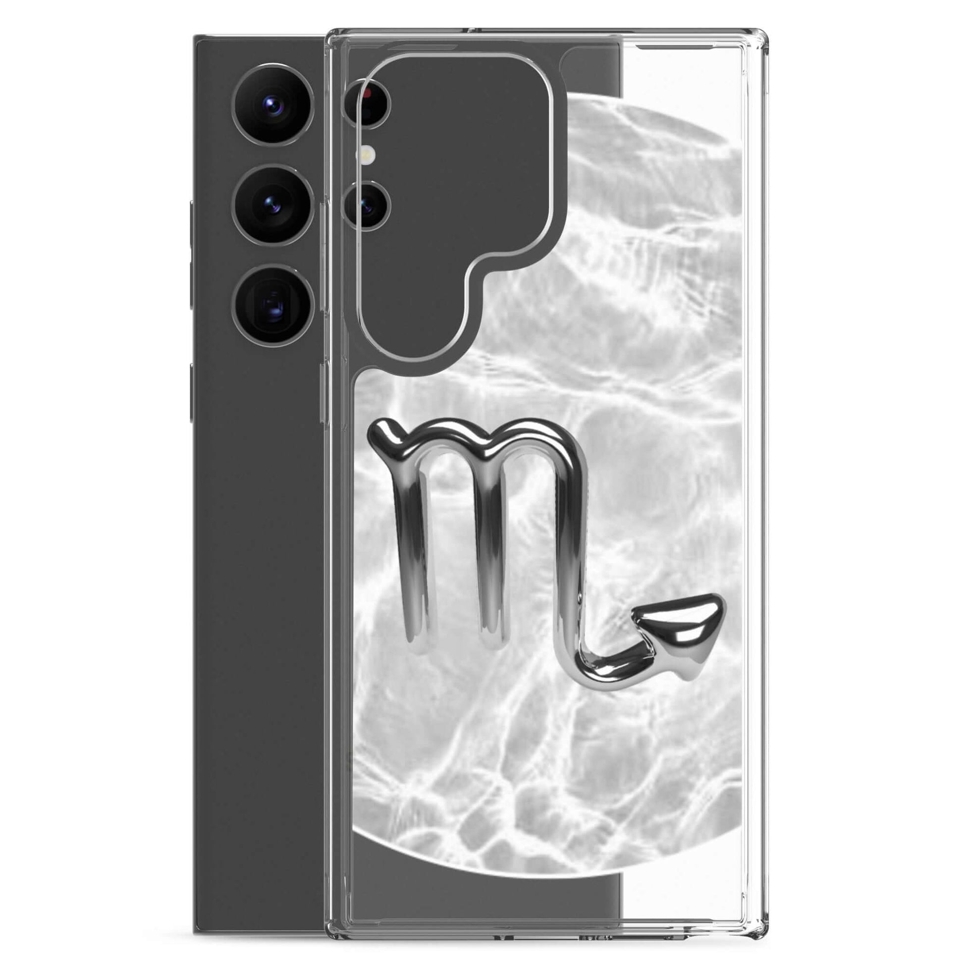 Scorpio Samsung Phone Case in Ripple Marble design, showcasing bold scorpion symbol and sleek protection.