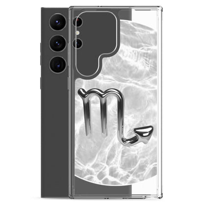 Scorpio Samsung Phone Case in Ripple Marble design, showcasing bold scorpion symbol and sleek protection.