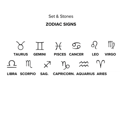 Goldie Horoscope Necklace – Hand-Stamped Zodiac in Gold-Filled featuring symbols for all zodiac signs.