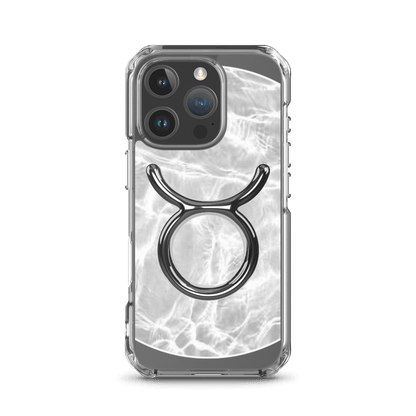 Zodiac Taurus Magsafe iPhone case with marble metallic design, offering style and protection.