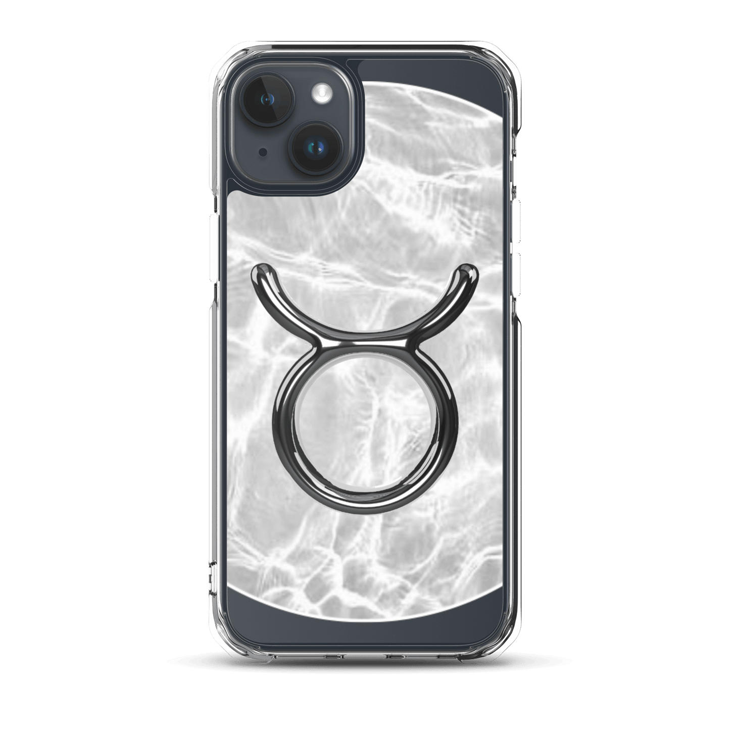 Zodiac Taurus MagSafe iPhone case with marble metallic design for cosmic style and protection.