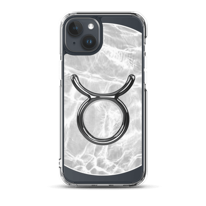 Zodiac Taurus MagSafe iPhone case with marble metallic design for cosmic style and protection.