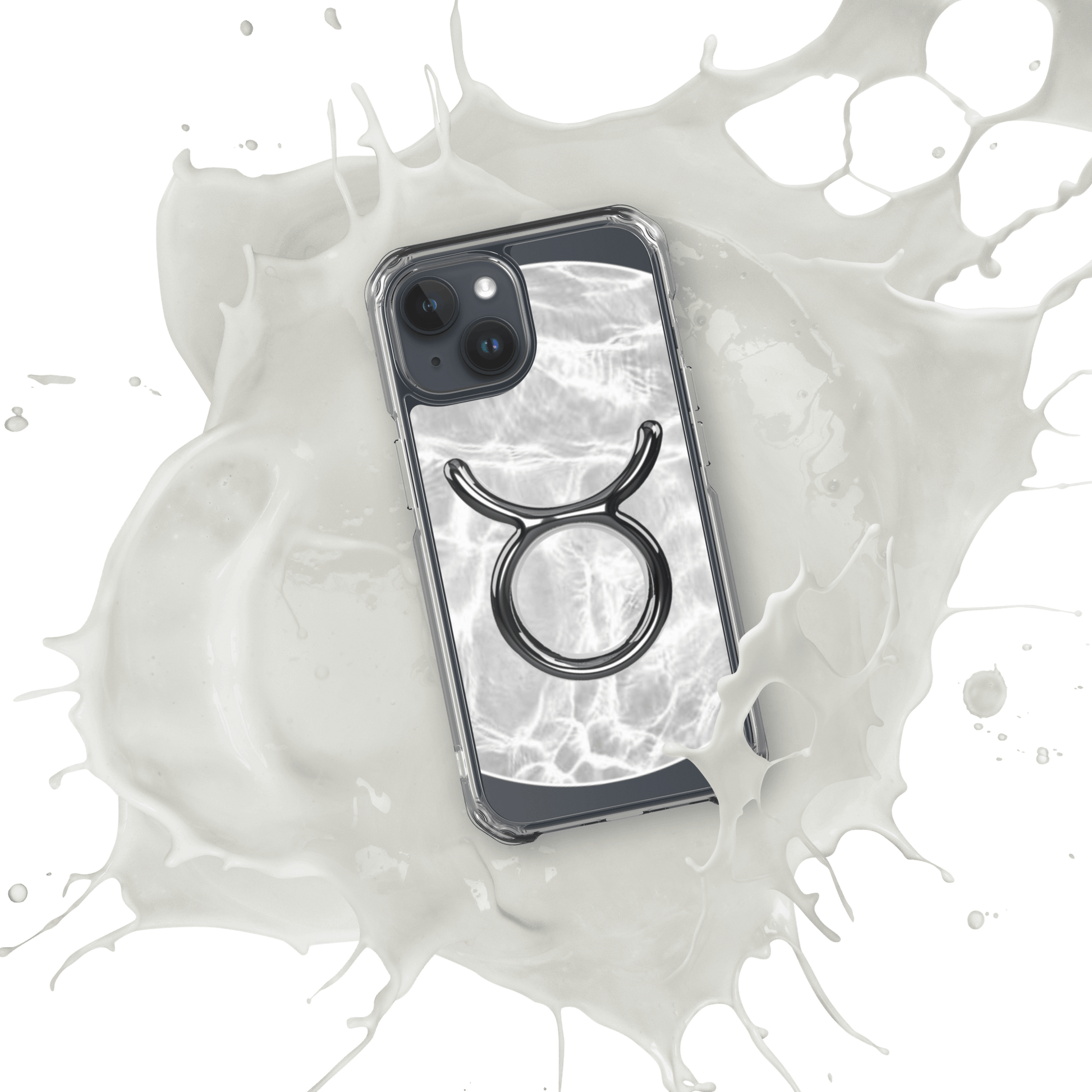 Zodiac Taurus MagSafe clear iPhone case with marble metallic design, showcasing elegance and strength.