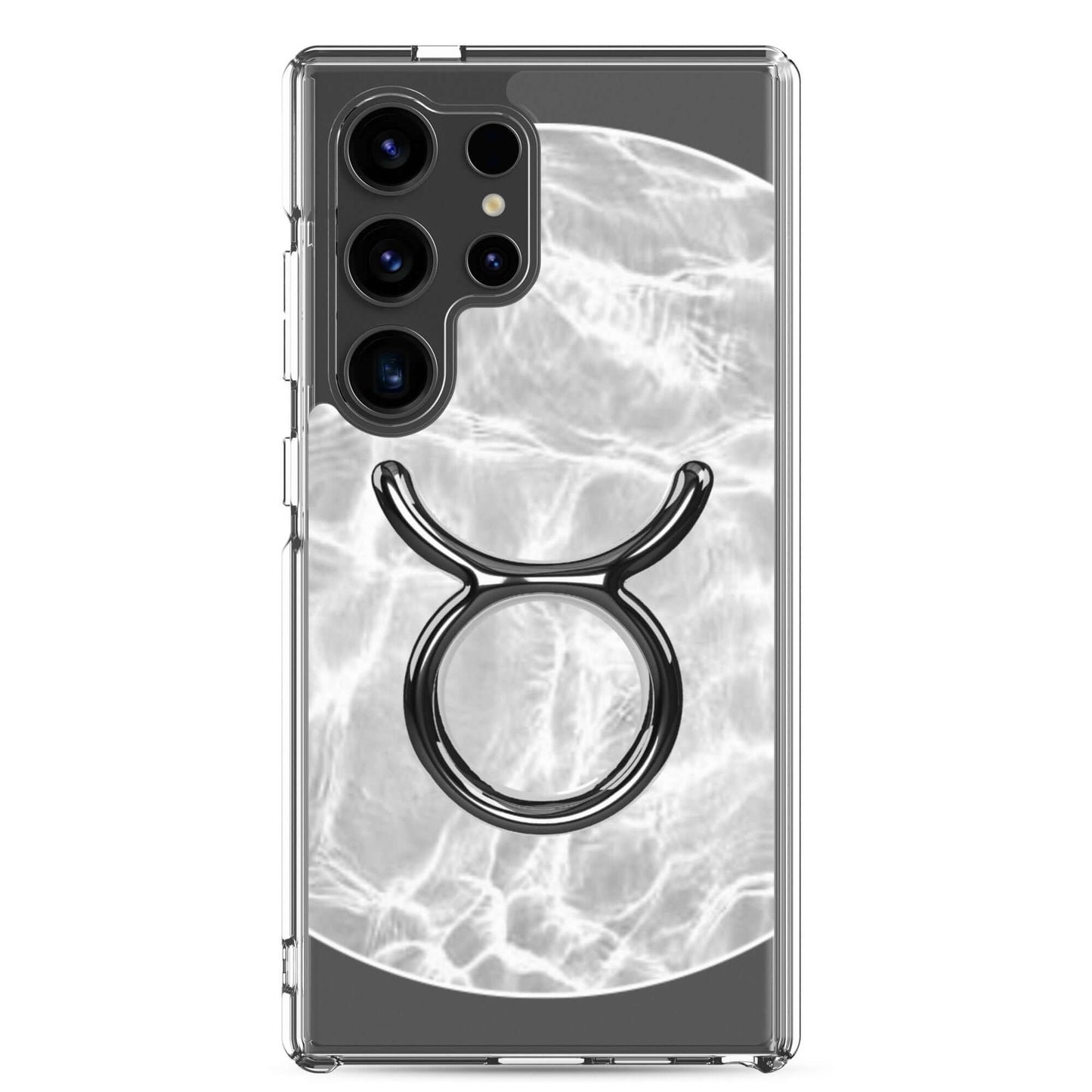 Zodiac Taurus Samsung Phone Case with elegant ripple design and bull symbol, offering style and protection for your device.