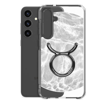 Zodiac Taurus Samsung Phone Case with ripple marble design and Taurus symbol, perfect for stylish protection.