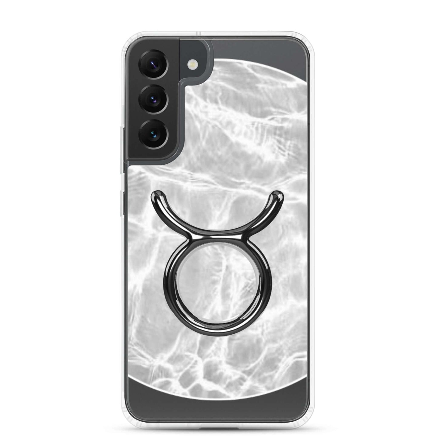 Zodiac Taurus Samsung phone case with ripple marble finish and Taurus symbol design