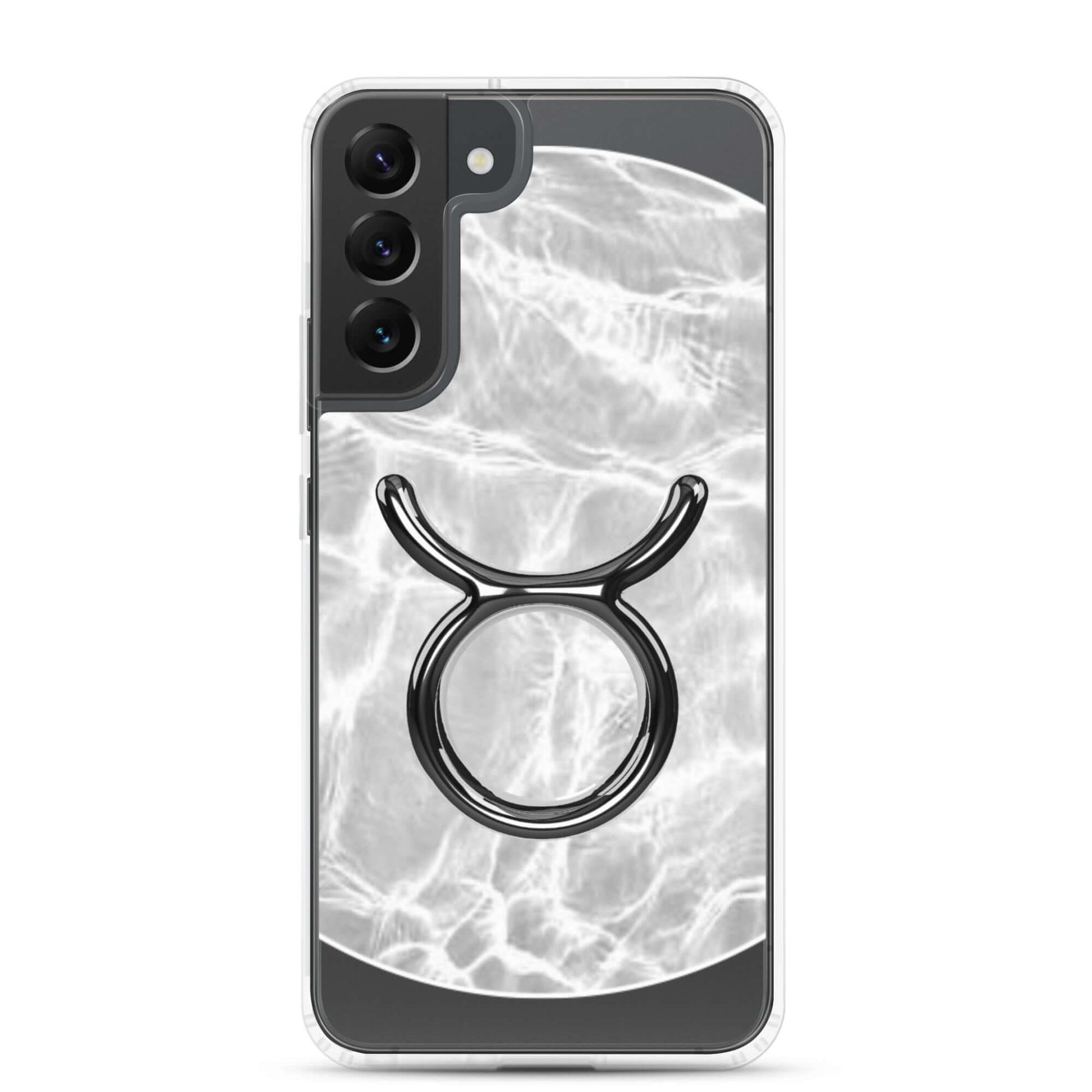 Zodiac Taurus Samsung phone case with ripple marble finish and Taurus symbol design