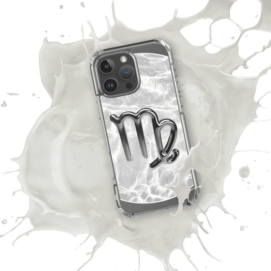 Zodiac Virgo Magsafe iPhone case with marble design, showcasing cosmic style and elegance.