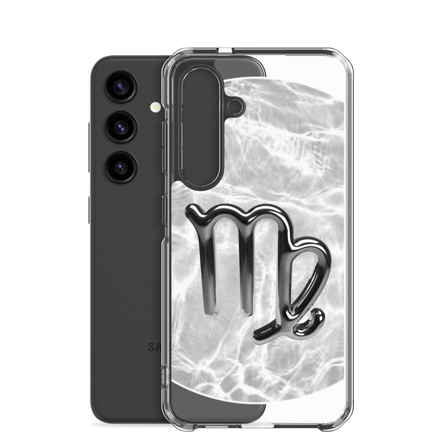 Zodiac Virgo Samsung Phone Case in Ripple Marble design, showcasing elegant clarity and sophisticated protection.