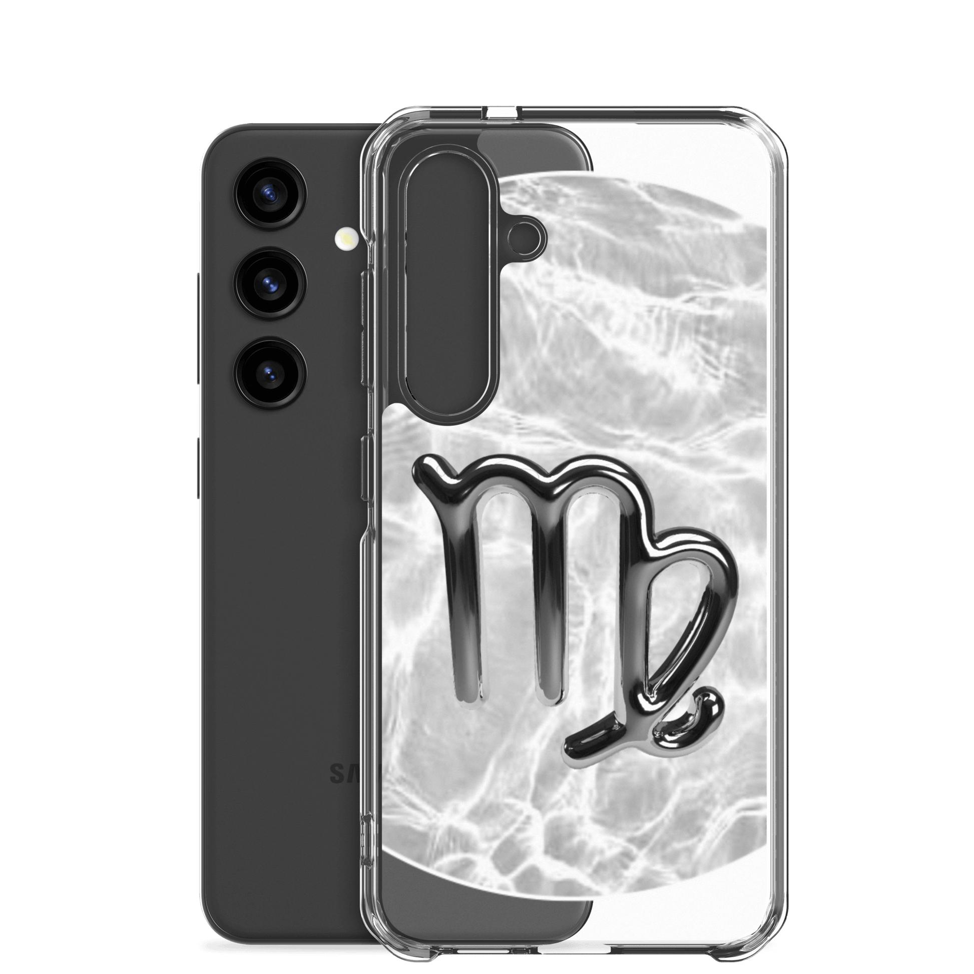 Zodiac Virgo Samsung Phone Case in Ripple Marble design, showcasing elegant clarity and sophisticated protection.