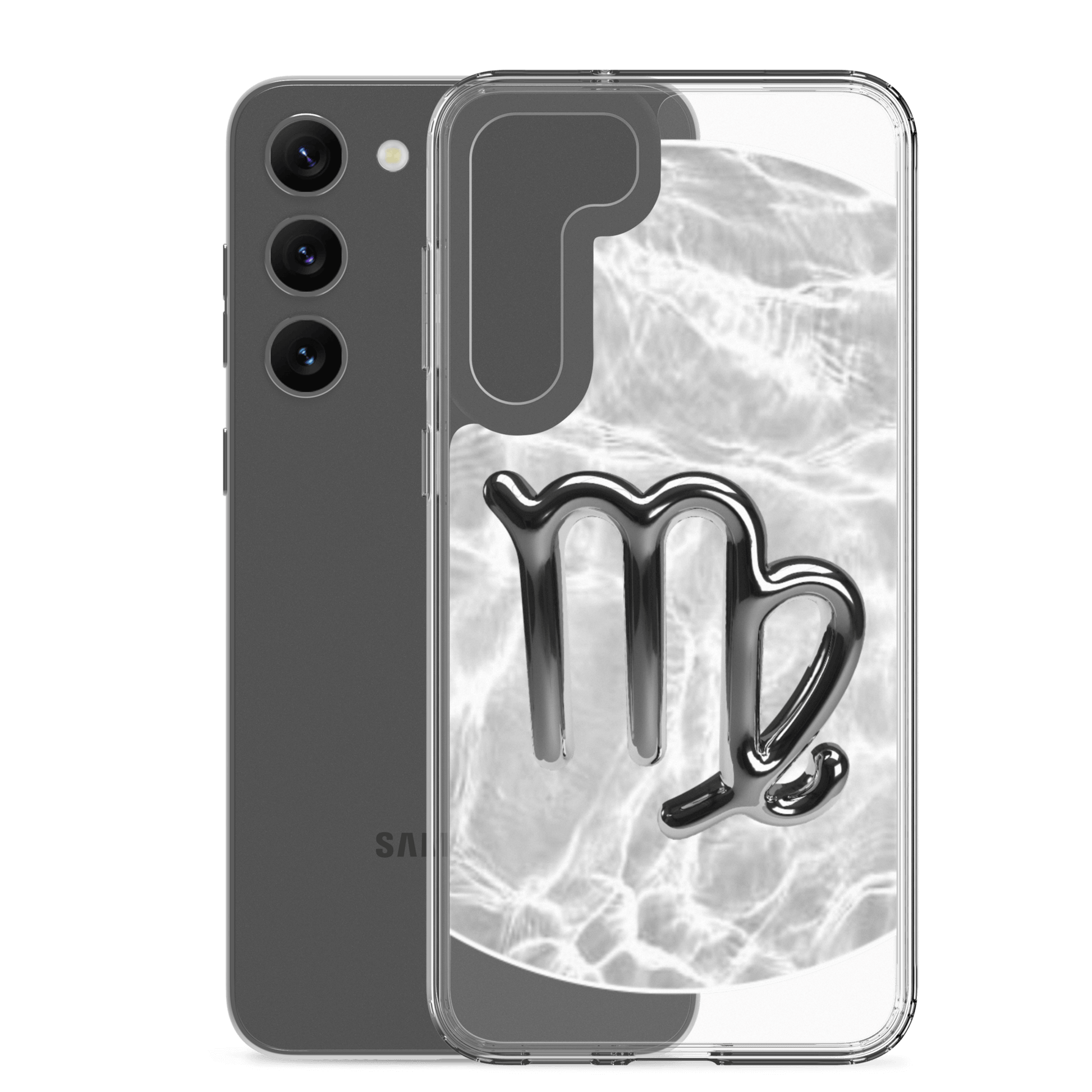Virgo Samsung Phone Case with Ripple Marble finish showcasing sleek design and refined zodiac symbol.