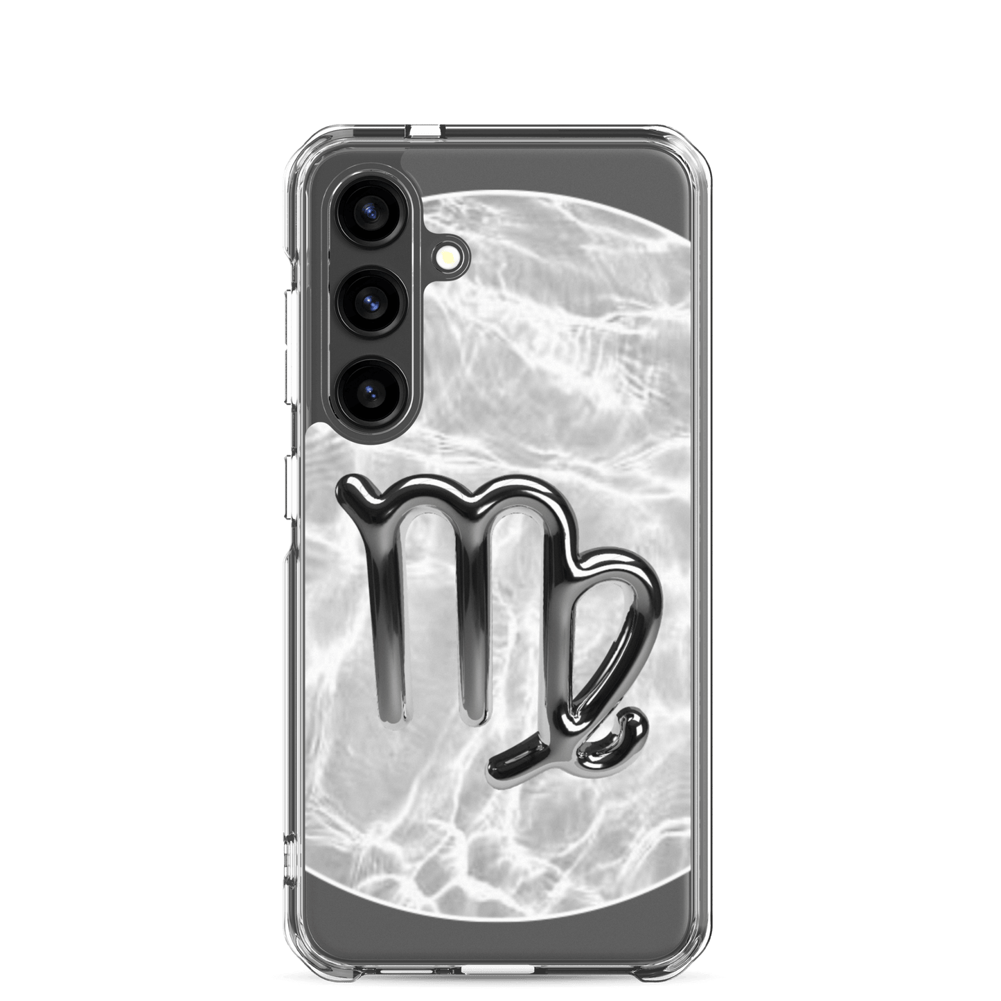 Zodiac Virgo Samsung Phone Case with Ripple Marble design, showcasing Virgo's symbol in a sleek, protective shell.