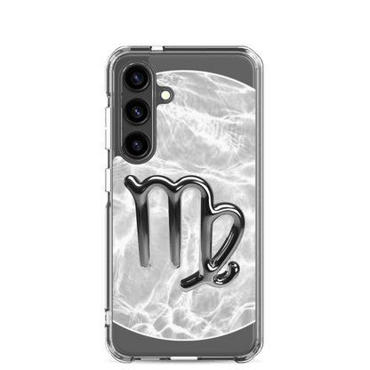 Zodiac Virgo Samsung Phone Case with Ripple Marble design, showcasing Virgo's symbol in a sleek, protective shell.