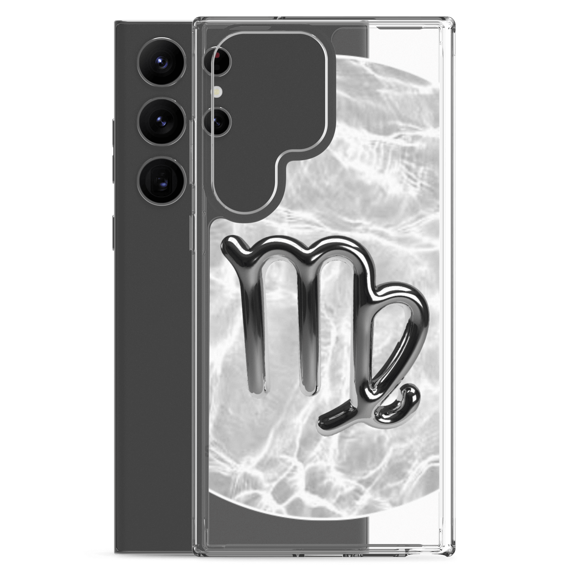 Zodiac Virgo Samsung Phone Case featuring Ripple Marble design, showcasing a sleek, modern aesthetic with protective polycarbonate.