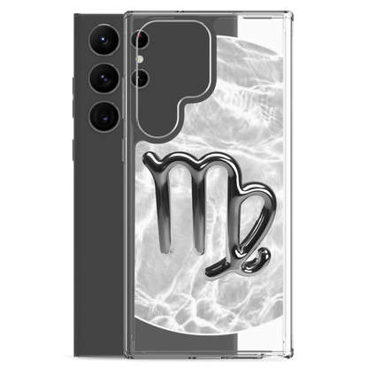 Zodiac Virgo Samsung Phone Case featuring Ripple Marble design, showcasing a sleek, modern aesthetic with protective polycarbonate.