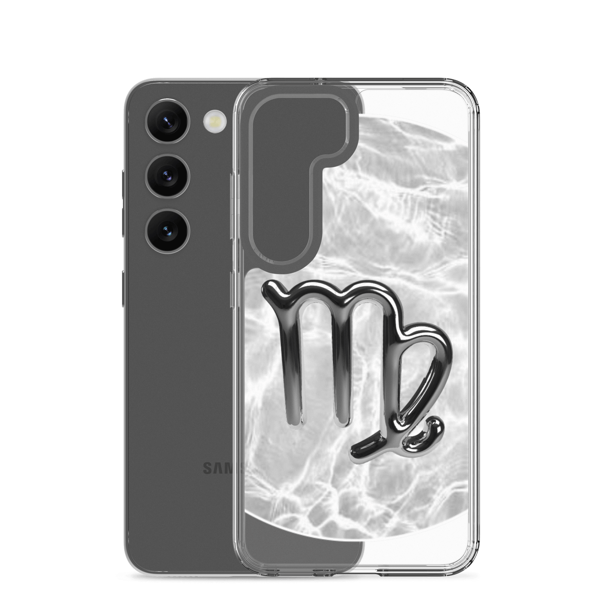 Zodiac Virgo Samsung Phone Case featuring a Ripple Marble design, showcasing clarity and elegance for your phone.