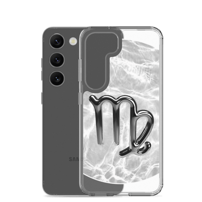 Zodiac Virgo Samsung Phone Case featuring a Ripple Marble design, showcasing clarity and elegance for your phone.