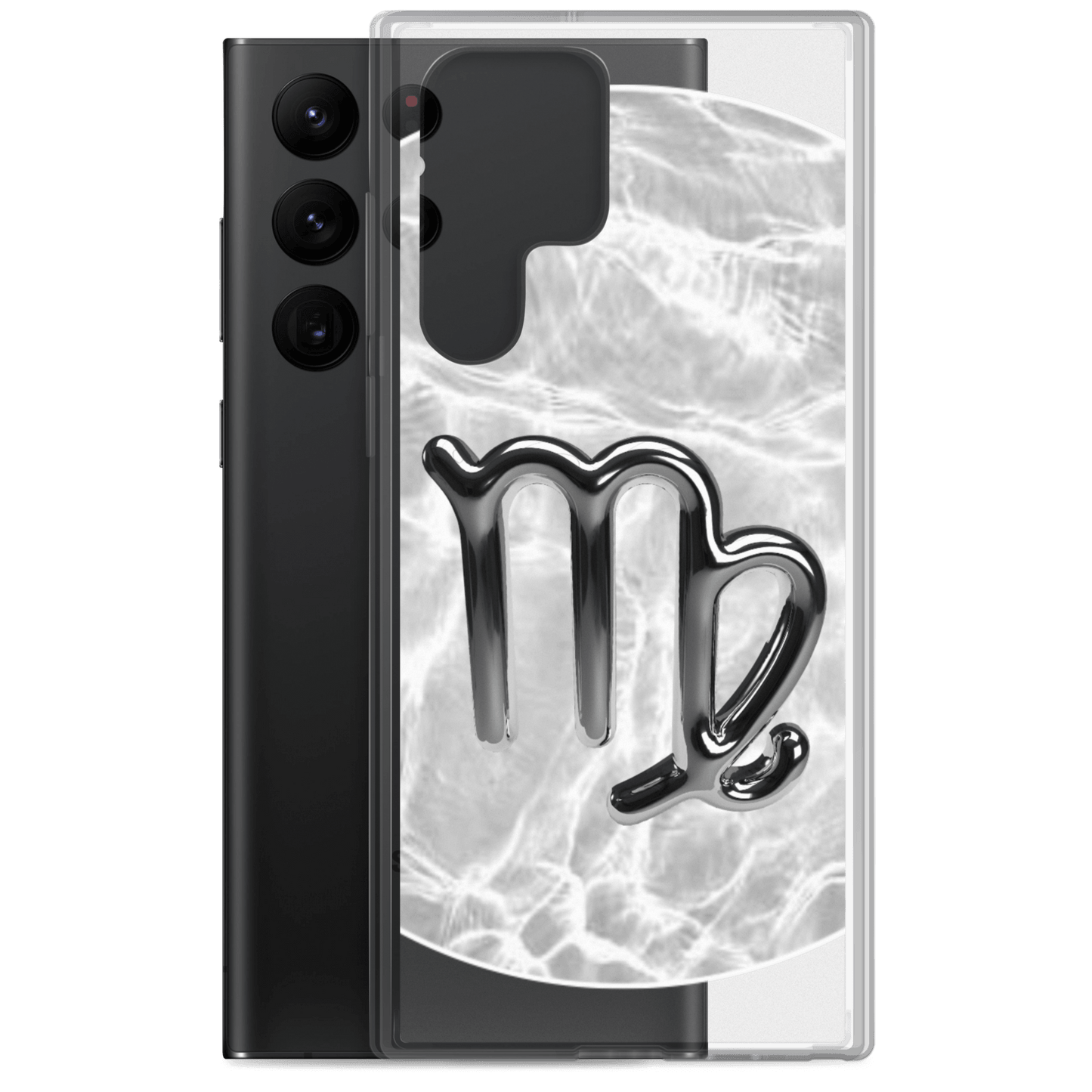 Zodiac Virgo Samsung Phone Case with Ripple Marble design, showcasing sophistication and unique style.