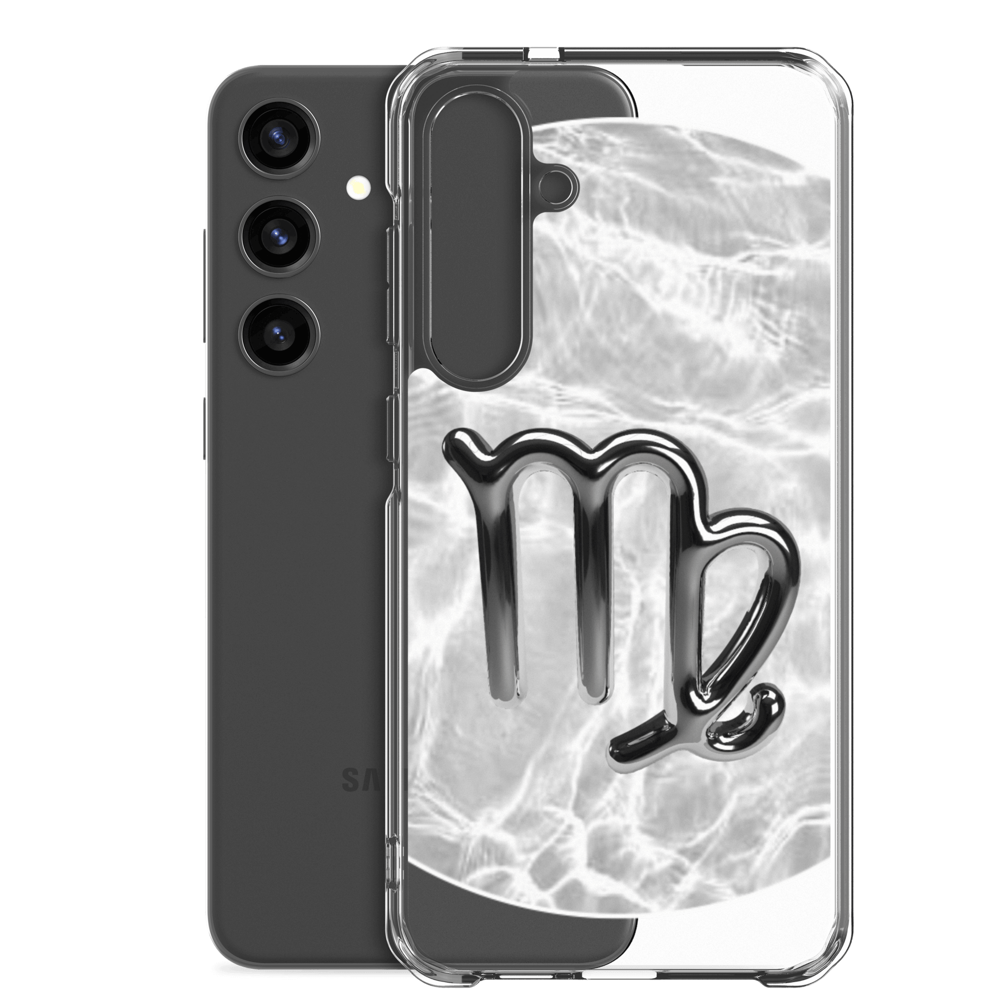 Zodiac Virgo Samsung phone case in Ripple Marble design, showcasing Virgo symbol and stylish, protective features.